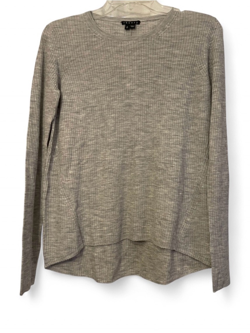 NWT Theory Ellyna Frosted Grey Heather Long Sleeve Top Womens Size Small